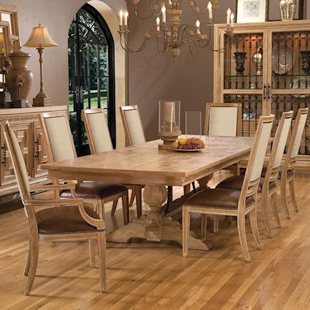 Rectangular Table with Upholstered Side and Arm Chairs